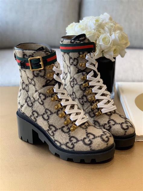 gucci platform combat boots|gucci ankle boots suede.